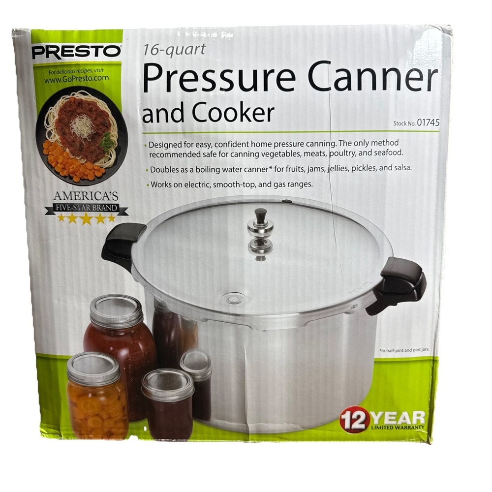 Presto 16-Quart Pressure Canner and Cooker 01745 Aluminum NEW IN BOX!